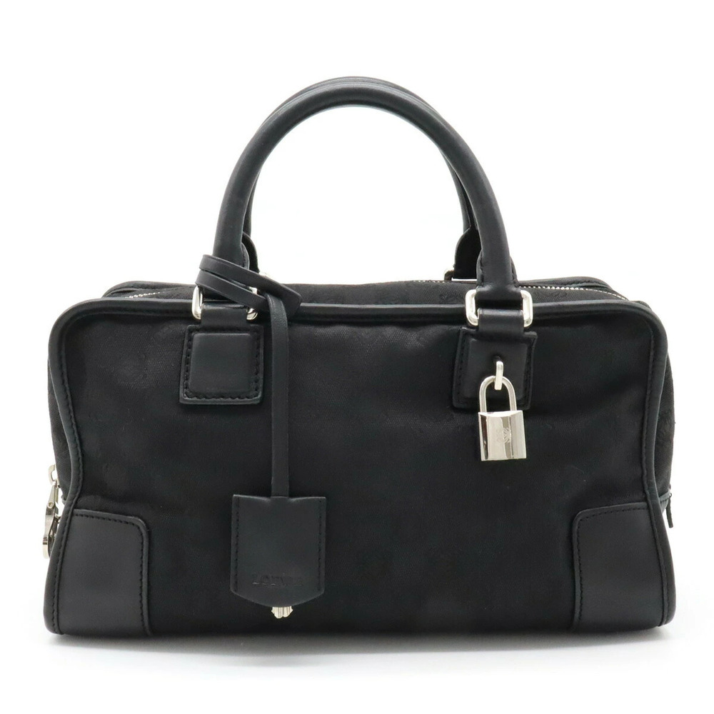 Loewe Amazona Anagram Handbag Boston Canvas Leather Black